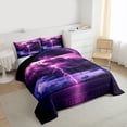 thumbnail image 3 of Homewish Boys Girls Purple Lightning Full Size Comforter Sets 3-Piece,Abstract Gradient Bedding Comforter Set,Natural Disaster Lightweight Bedding Sets,Microfiber Bedroom Decor,Reversible, 3 of 8