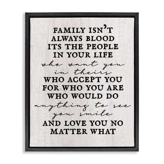 Stupell Industries Rustic Lodge Moving Family Quote Acceptance Text Plank Patterned Black Floating Frame Canvas Art, 17 x 21, by Lil' Rue