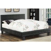 Furniture of America Kaye Modern Faux Leather Adult Platform Bed, Queen, Black