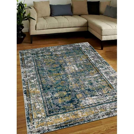 Rugsotic Carpets Machine Woven Heatset Polypropylene 6 7 X9 Area Rug Oriental Silver M00036