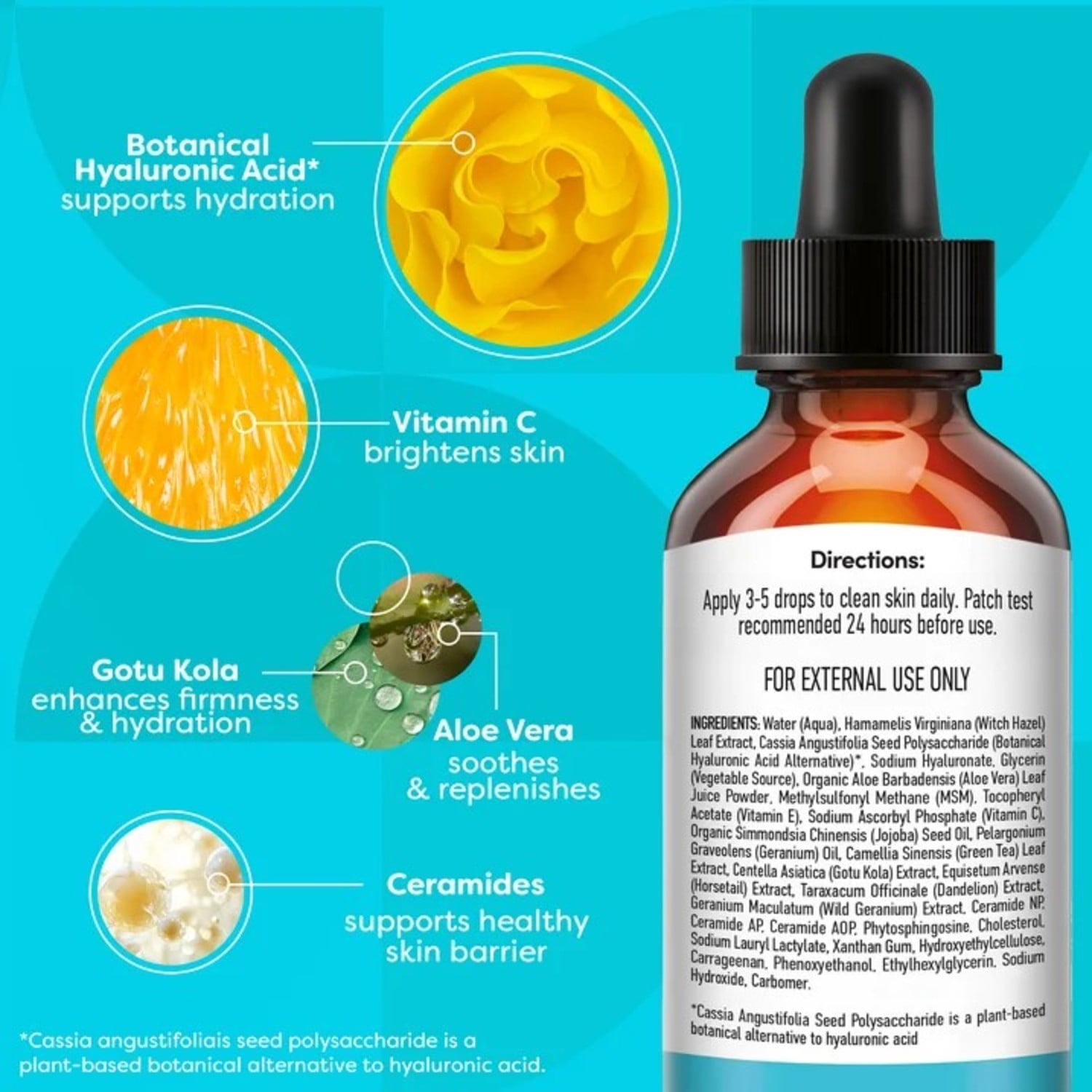 (3 pack) TruSkin Hyaluronic Acid Face Serum, Dual-Action Hydration with Ceramides & Aloe, 1 fl oz