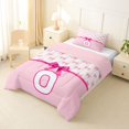thumbnail image 2 of Erosebridal Pink Bow Letter O Twin Comforter Sets for Girls, Cute Princess Bowknot Bedding Set, Pink Reversible, 2 Pieces, 2 of 6
