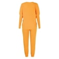 thumbnail image 2 of Casual Pant Suits for Women Trendy New Ribbed Knit Lounge Sets for Women 2 Piece Pajamas Long Sleeve Pullover Tops and Joggers Pants Sleepwear Yellow 5XL, 2 of 8
