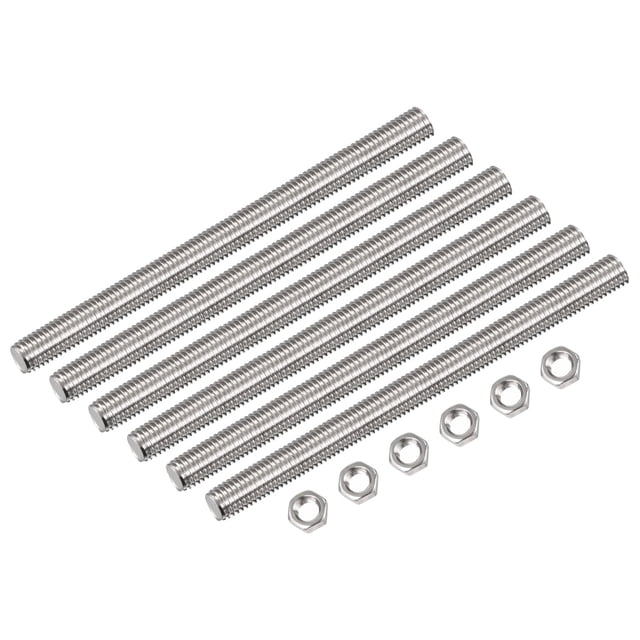 Unique Bargains 15Pack M14 x 200mm Fully Threaded Rod w 15Pack Hex Nuts, 2mm Pitch 304 Stainless Steel Right Hand Threaded Rod