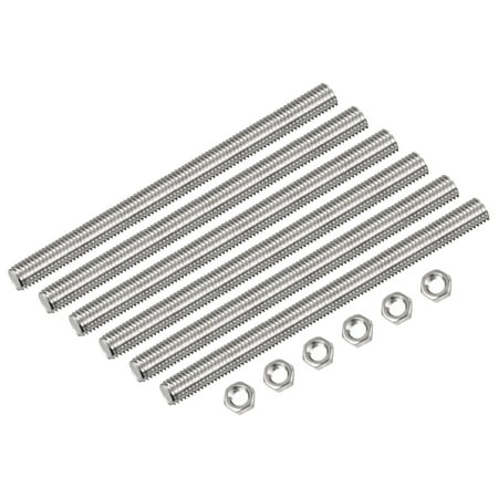 Uxcell 15Pack M12 x 250mm Fully Threaded Rod w 15Pack Hex Nuts 1.75mm Pitch 304 Stainless Steel Right Hand Threaded Rod