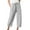 Gray, variant on Meichang Womens Cotton Linen Capri Pants 2023 Casual Summer Elastic Waist 3/4 Pant with Pockets Drawstring Below Knee Shorts