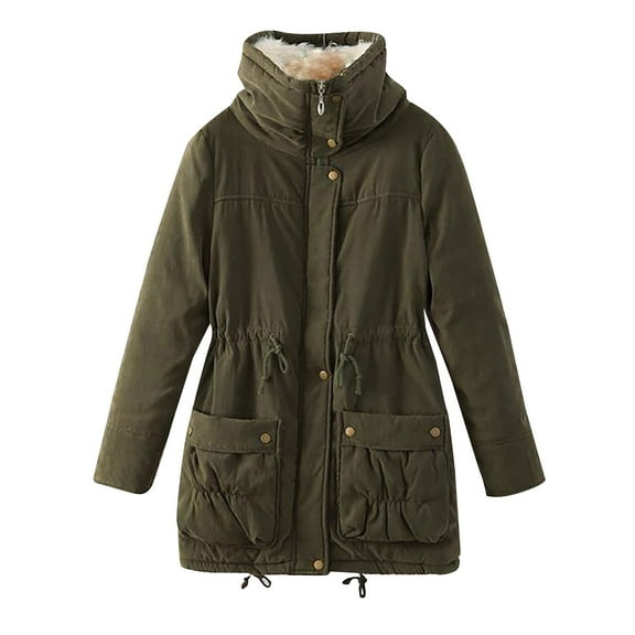 Niaviben Fur Lined Coat Long Puffer Coat Women's Thickened Down Jacket for Women Puffy Jackets for Women Womens Winter Jackets Womens Fall Jackets Green L