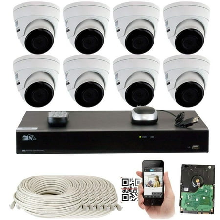 GW 8 Channel H.265 PoE NVR UltraHD 4K (3840x2160) Security Camera System with 8 x 4K (8MP) 2160p IP Camera, 100ft Night Vision, Outdoor Indoor Dome Camera