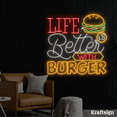 thumbnail image 3 of Craftnamesign Life Better Burger Neon Sign, Burger Fast Food Shop Decor, 3 of 4