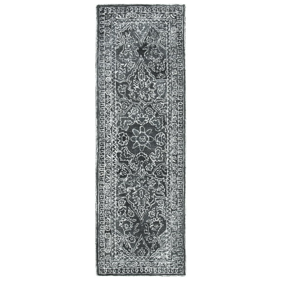 SAFAVIEH Marquee Jone Medallion Runner Rug, Black/Ivory, 2'6" x 8'