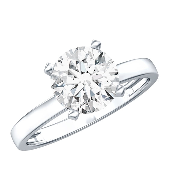 Rosec Jewels IGI Certified Lab Grown Diamond Solitaire Engagement Ring - 3 Carat - E-VS1 Quality - with Jewelry Box, 925 Sterling Silver, US 4.00