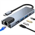 thumbnail image 2 of Type C Docking Station HUB 5-in-1 Type C to RJ45 USB3.0 USB C HUB Type C Splitter to -Compatible 4K Laptop Adapter, 2 of 8