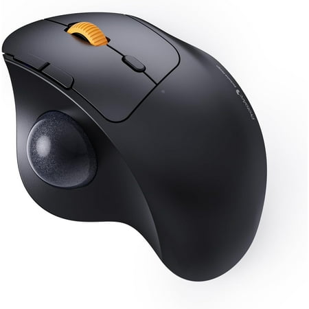 ProtoArc Wireless Trackball Mouse, EM04 Ergonomic Bluetooth Rollerball Mouse Rechargeable Computer Laptop Mouse, 3 Device Connection&Thumb Control, Compatible for PC, iPad, Mac, Windows-Black