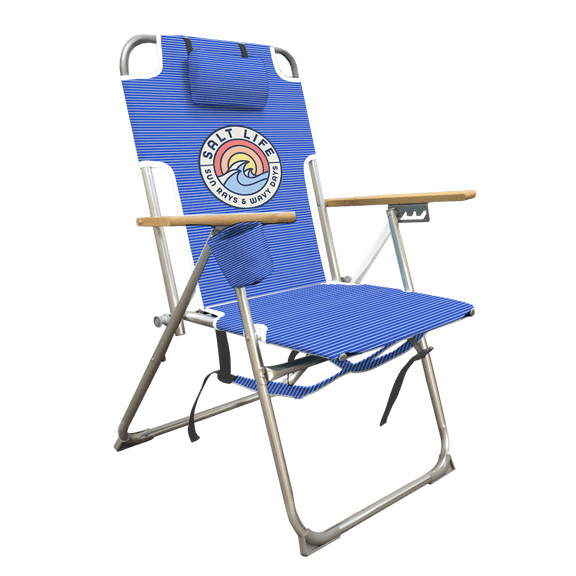Salt Life Horizon Premium Beach Chair, 4 Position Reclining, Shoulder Backpack Carry Straps, 300lbs Capacity, Camping, Sports