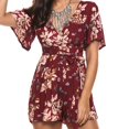 thumbnail image 4 of Summer Playsuits Casual Bohemian Print V-Neck Jumpsuits Beach Girls Rompers, 4 of 8