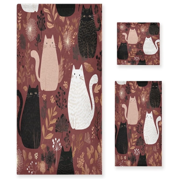 Three-Piece Towel Set Face Towel Towel Set Hand Towel Bath Towel Cotton Bath Towels Bath Towel Sets Hand Bath Towels Colorful Cats