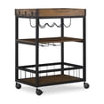 thumbnail image 3 of Riverbay Furniture Wood Rolling Bar Cart with Wine and Glass Rack in Black, 3 of 8