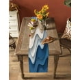 thumbnail image 4 of Hokiten Table Runners 72 Inches Long Dress Scarves, Beige Blue Ombre Farmhouse Kitchen/Dining Table Runner, Coffee Tablerunners, Moire Abstract Artwork 13x72 Inch, 4 of 7
