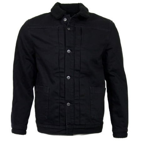 Levi's Mens Sherpa Jacket Type II Trucker Button Up Lined Insulated Coat, Black 344700001, XL