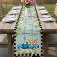 thumbnail image 4 of Black Plaid Easter Table Runner - 48 Inch Long Truck Spring Floral Bunny Wooden Cotton and Linen Blended Dress Scarves Farmhouse Table Runner for Kitchen Dining, Coffee Table, 13" x 48", 4 of 8