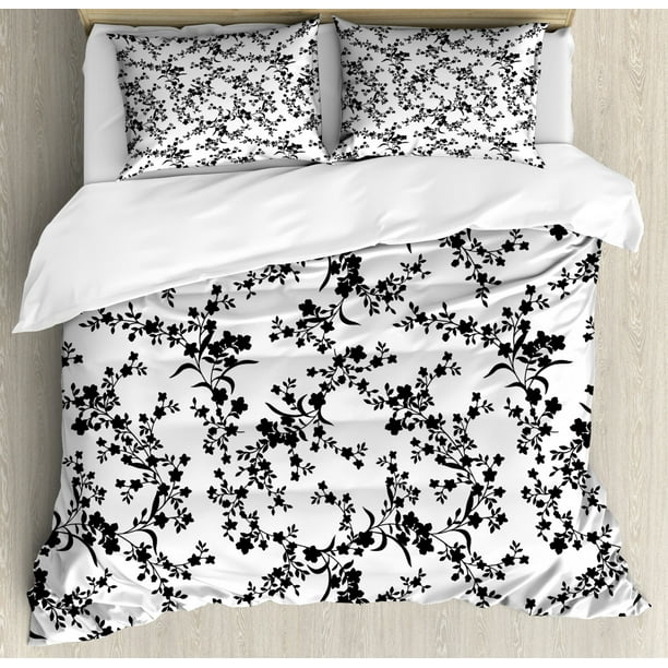 Floral Duvet Cover Set Victorian Style Curved Flower Baroque