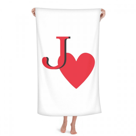 Love Jack Heart J Poker Hand Towel Bath Facecloth Soft Cotton Washcloth