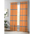 thumbnail image 4 of Orange Blue Stripes Check Sheer Curtains 2 Panels Set Simple Style Lines Abstract Art Lihgt Filtering Rod Pocket Voile Drape, Semi Sheer Window Curtains for Bedroom Living Room, 52"x84", 4 of 5