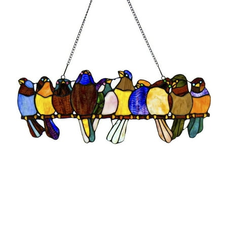 14 Stained Glass Hanging - River of Goods Stained Glass Birds on a Wire Window Panel