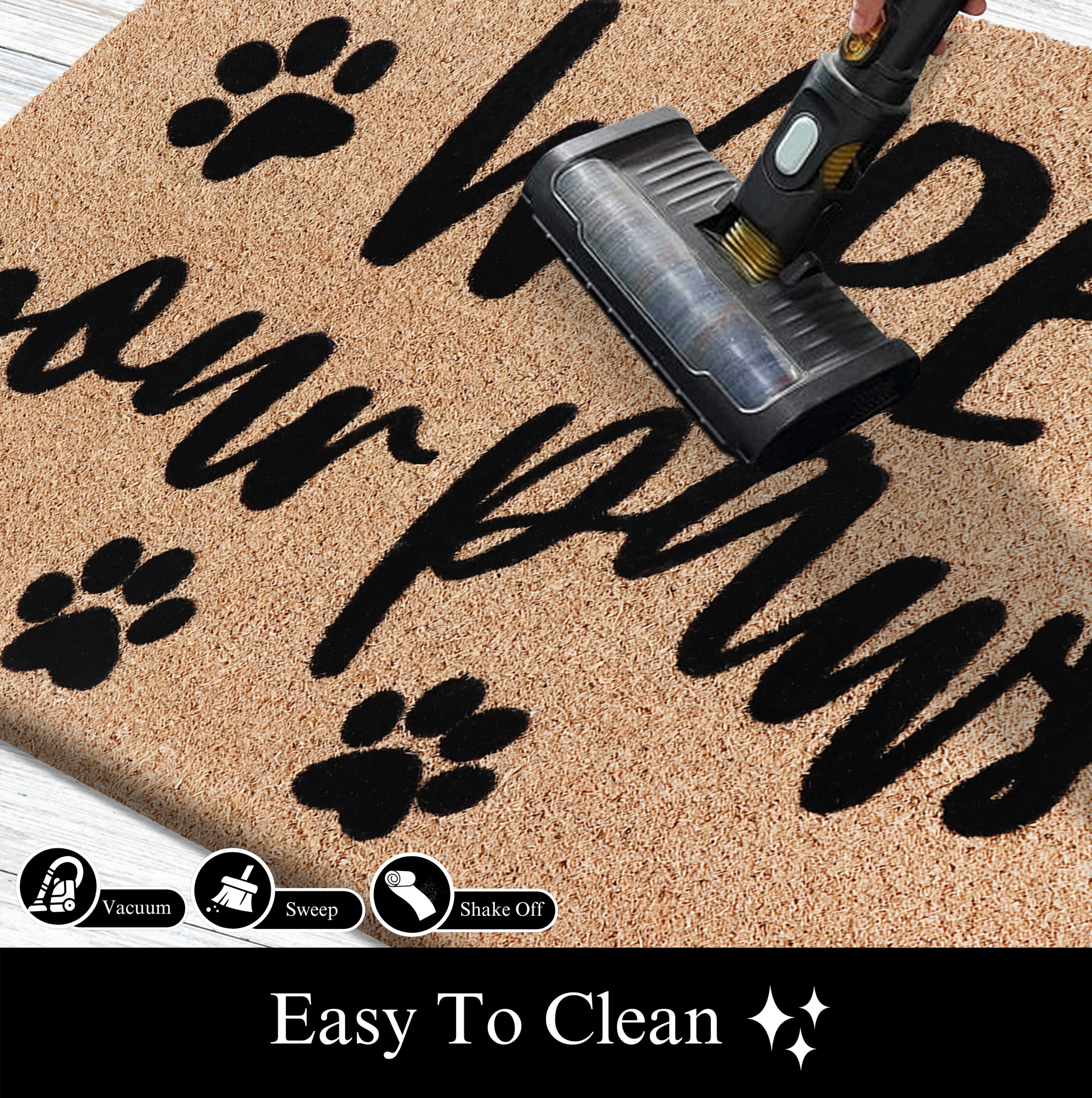 A1HC Natural Coir Flocked Doormat - Durable Non-Slip Welcome Mat, 18"x30", Ideal for Outdoor Entryways, Wipe Your Paws