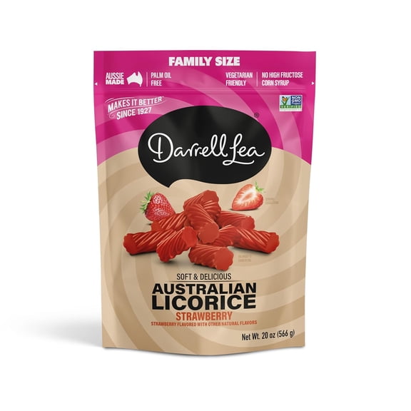 Darrell Lea Australian Licorice Big Bag, Strawberry Flavor, Soft & Chewy Delicious Candy, 20 Ounce Bag (Pack of 1)