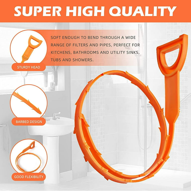 Hair Drain Clog Remover Cleaning Tool Pipe Snake Shower drain with 25 Inch  3 Packs Plastic sink snake & 1 Pack Drain Relief Tool for Kitchen Sink Bath  Tub Bathroom(3+1) 