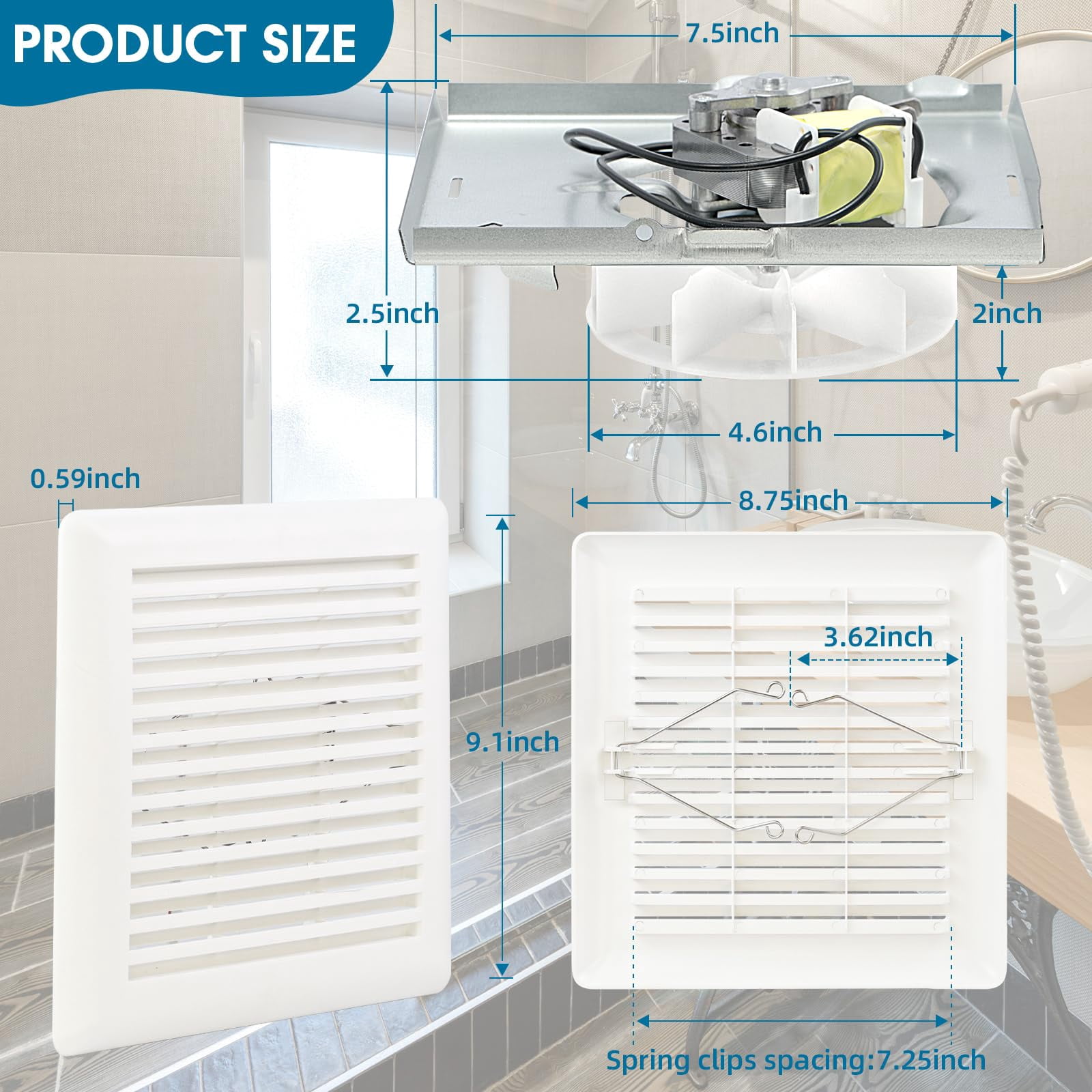 696n-r02 B Unit&replacement C350gn Grille For Broan-nutone 688 696n 670  671 689 695 696mfg 663 Bathroom Cover With Springs Nutone 695 Ventilation Fan Bath Motor Kit