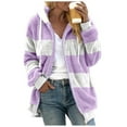 thumbnail image 3 of TQWQT Womens Winter Jacket, Womens Winter Hooded Cardigan Fuzzy Fleece Coat Zipper Long Sleeve Splicing Color Warm Plush Jacket Outwear Plus Size Light Purple XL, 3 of 6