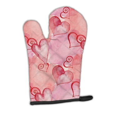 Caroline's Treasures Watercolor Red Hearts Oven Mitt