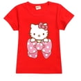 thumbnail image 3 of Hello Kitty moda para chicas de algodón a rayas de manga corta Camiseta niños verano Casual dibujos animados impreso Tops ropa para niños, 3 of 5