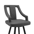 thumbnail image 4 of Maxen 30" Gray Faux Leather and Black Metal Swivel Bar Stool, 4 of 5