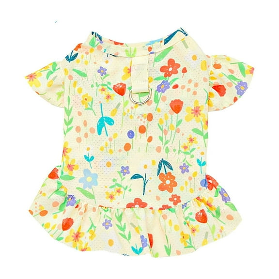 Moocorvic Pet Dresses Floral Cat Pullover Cute Spring Outfits for Photo Sessions Outdoor Daily Wear