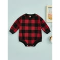 thumbnail image 2 of Bagilaanoe Newborn Baby Girl Boy Oversized Romper Sweatshirt Long Sleeve Bodysuit Plaid Pullover 6M 12M 18M 24M Infnat Fall Tee Tops, 2 of 8