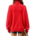 thumbnail image 4 of Womens Knit Sweaters Turtleneck Long Sleeved Solid Pullover Sweater Tops Casual Loose Fit Fashion Soft Knitwear, 4 of 5