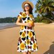 thumbnail image 4 of Disketp Cow Print Sunflower para Vestido de Manga Corta para Mujeres, Vestidos de Verano para Mujeres, Casual y Holgado para la Playa, 4 of 6