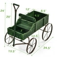 thumbnail image 3 of Gymax Garden Plant Planter Wooden Wagon Planter W/ Wheel Garden Yard Green, 3 of 10