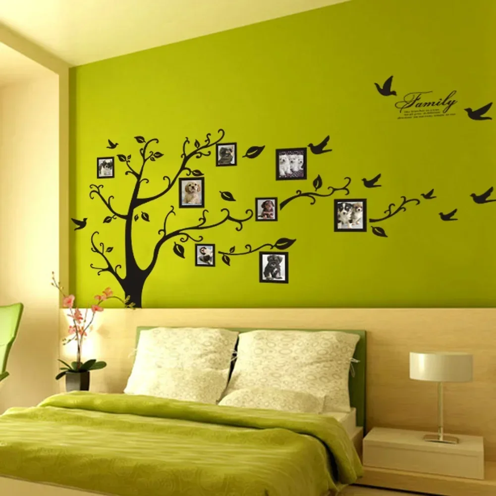Large 250*180cm/99*71in Black 3D DIY Photo Tree PVC Wall Decals/Adhesive Family Wall Stickers Mural Art Home Decor
