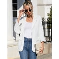 thumbnail image 2 of OYang Women's Loose Blazer Jackets , 3/4 Bell Sleeve Button Blazers with Pockets for Office Work Suit White S, 2 of 7