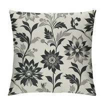 Creowell Black Grey White Pillow Covers 18x18 Inch Dahlia Floral Decor Throw Pillows Spring Summer Modern Geometry Flower Outdoor Decorative Cushion Cases for Sofa Couch Bed Decorations