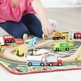 thumbnail image 6 of Melissa & Doug Deluxe Multi-Vehicle Activity Rug (39.5" x 36.5") - 19 Vehicles, 12 Wooden Signs, Train Tracks, 6 of 10