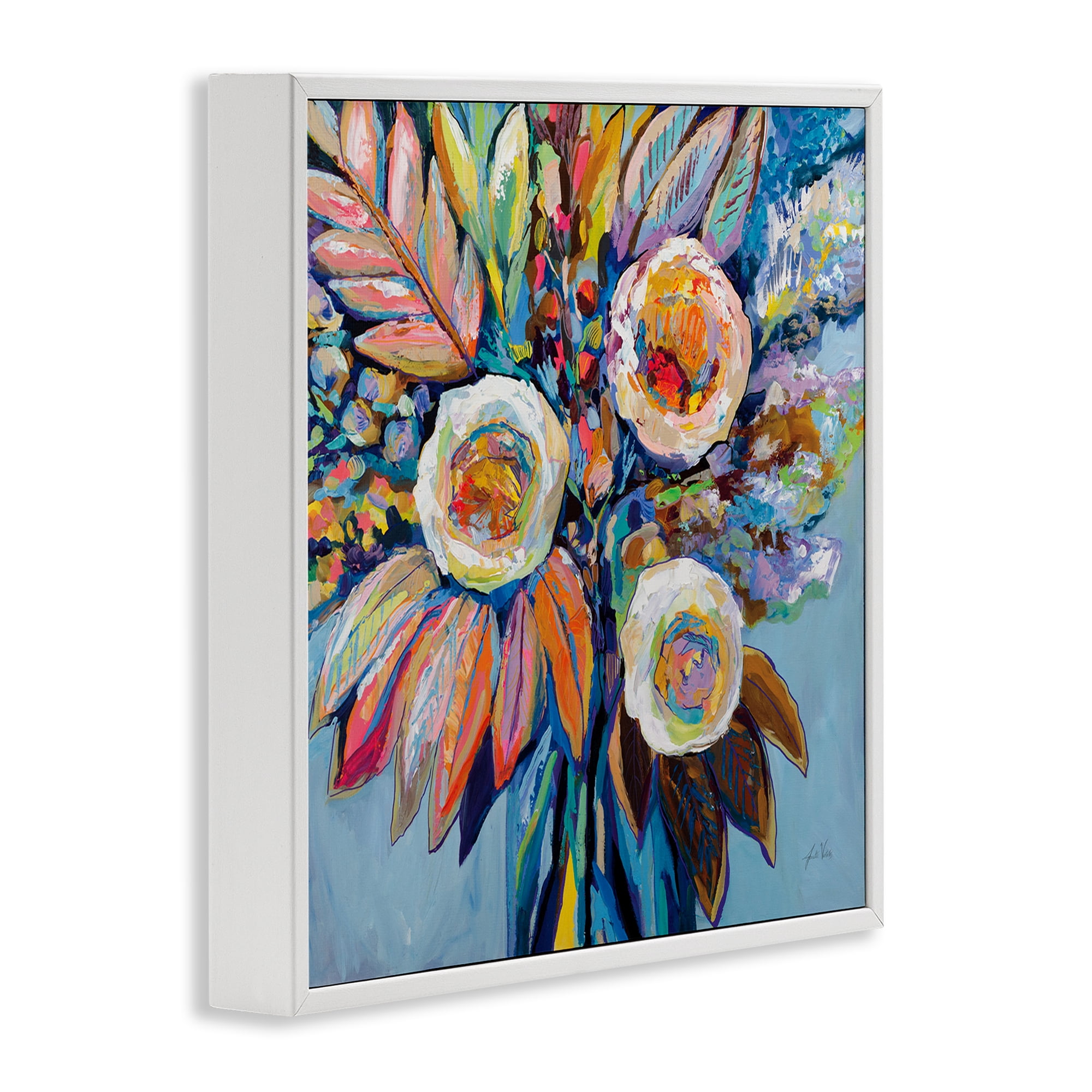 Stupell Industries Wonderment Bold Bouquet Botanical & Floral Painting White Framed Art Print Wall Art, 17 x 17