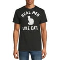 thumbnail image 5 of Father's Day Men's & Big Men's Cat Dad Short Sleeve Graphic Tees, 2 Pack, Funny Cat Shirts, 5 of 6