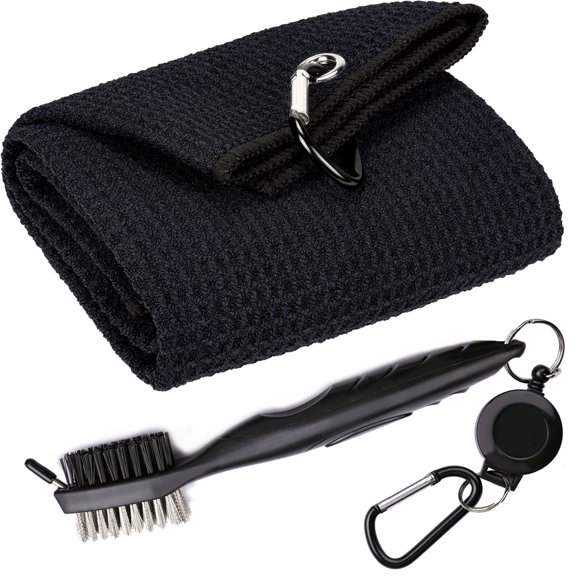 Kit de toalla de golf de microfibra con patrón waffle y cepillo Aebor