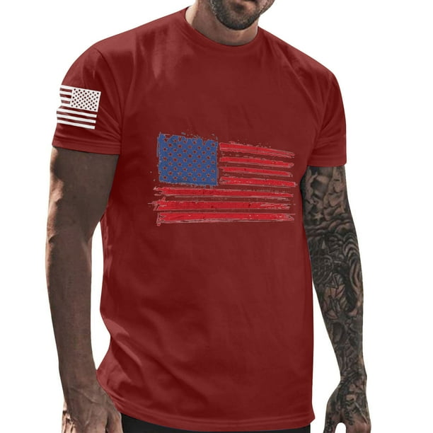 Mens Casual Pantalones Cortos Cuello Redondo Gradación Impresión Suéter Camiseta, Blusa Deportiva de Fitness para Hombres