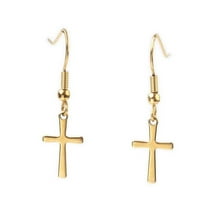 304 Stainless Steel Dangle Earrings Cross Gold 34Mm A176